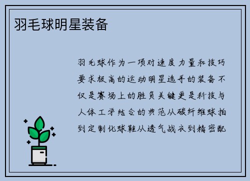 羽毛球明星装备